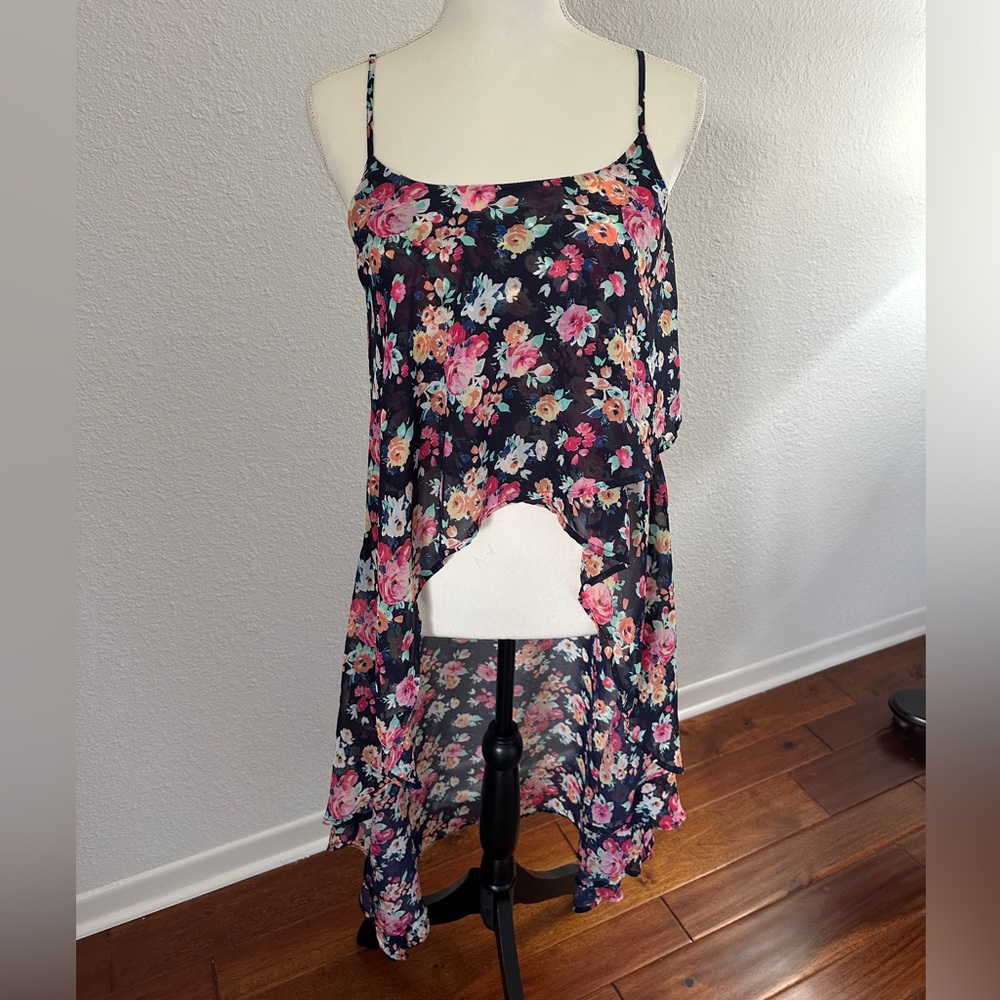 Almost Famous Floral Spaghetti Strap Tunic Top